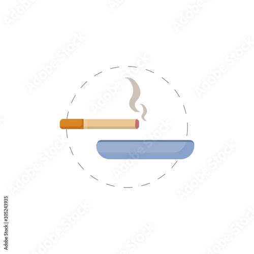ashtray with cigar flat icon