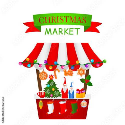 festive poster with the inscription Christmas market.