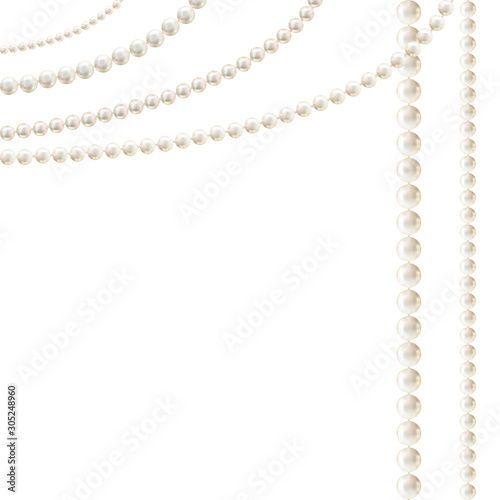 Pearls. Vector illustration. Beads. Jewelry. Background.
