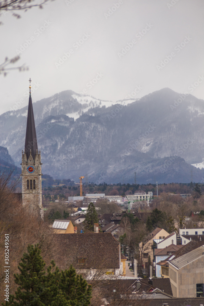 Panorama of Vaduz city, Liechtenstein
