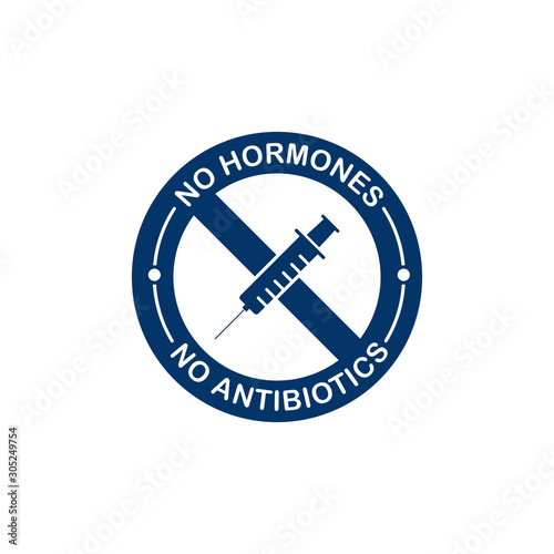 No antibiotics food label stamp design isolated on white background. Vector illustration
