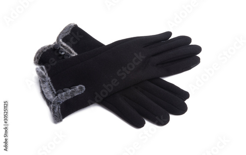 black winter gloves isolated