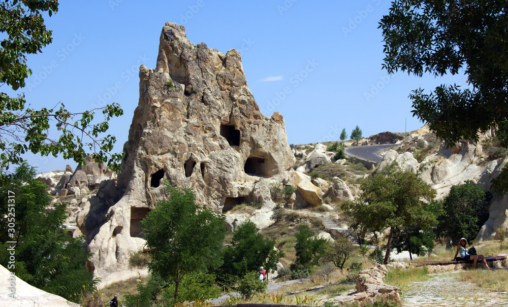 Rock carved houses, Pigeon Valley, Uchisar, Cappadocia, Turkey