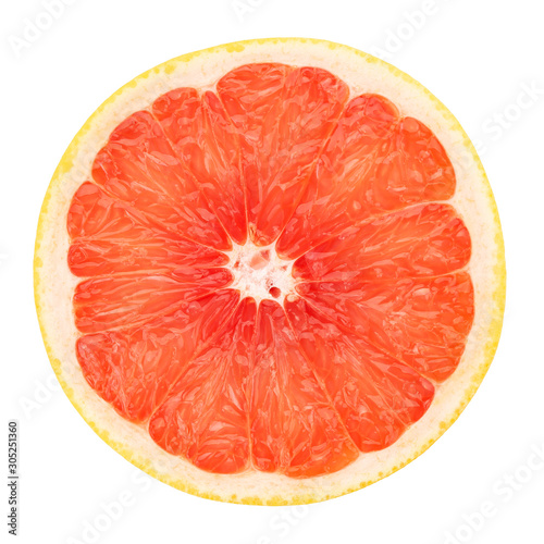 grapefruit slice isolated on a white background