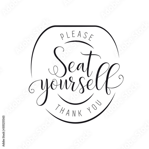 Please seat yourself bathroom poster. Vector illustration.