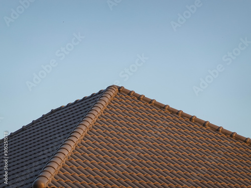  tile roof of house close up