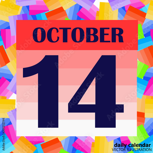 October 14 icon. For planning important day. Banner for holidays and special days. Vector Illustration.