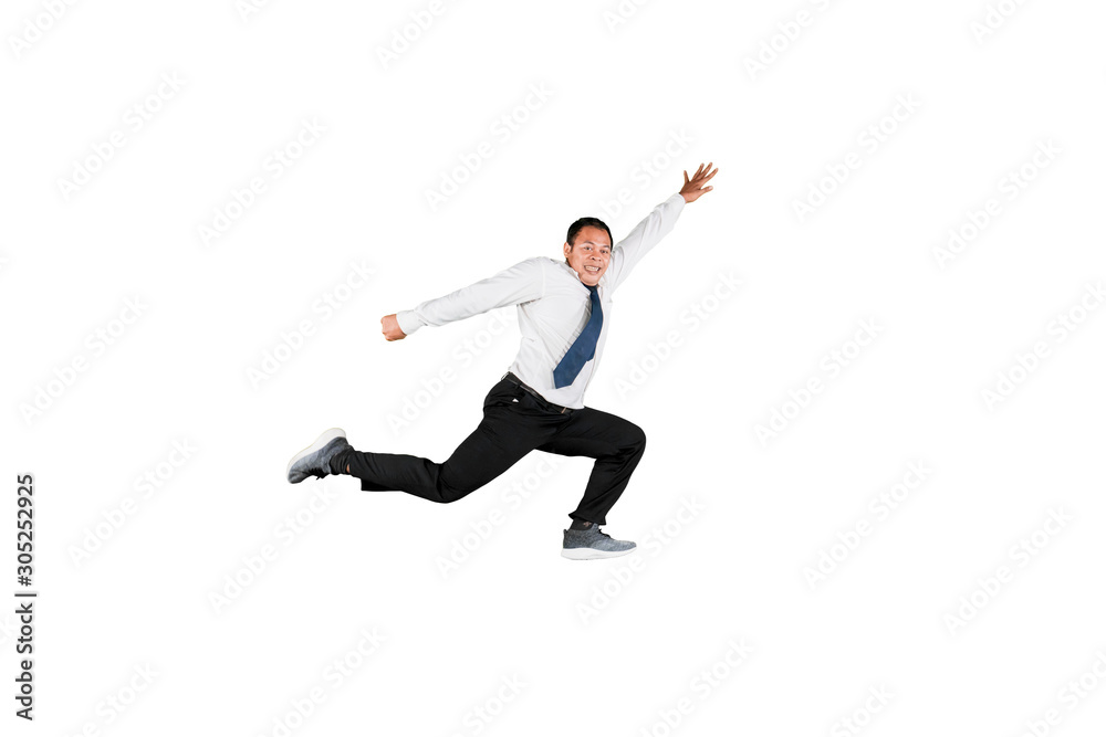 Happy businessman doing some dancing moves