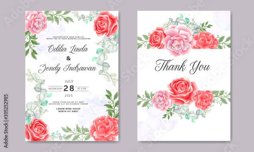 retro wedding invitation cards with beautiful floral