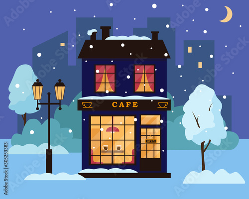Cafe or restaurant building in winter park.