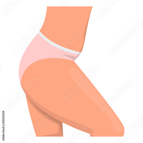 Female hips side view. Belly and hip vector isolated. Woman