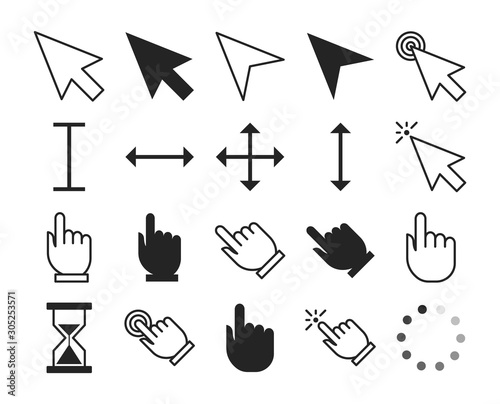 Line cursor set vector isolated. Collection of mouse arrow