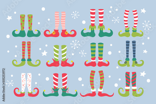 Cute Christmas elf feet with socks and shoes set.