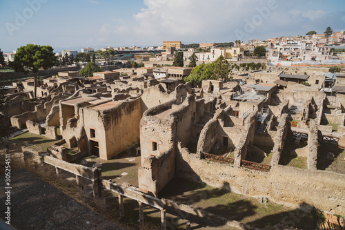 Fototapeta Naklejka Na Ścianę i Meble -  Ruins of Herculaneum, which was covered by volcanic dust after Vesuvius eruption. Italy.