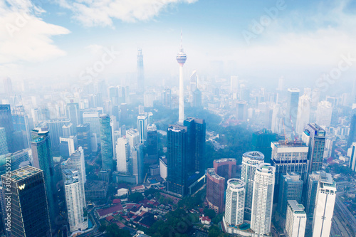 Photography KL Tower in a foggy morning