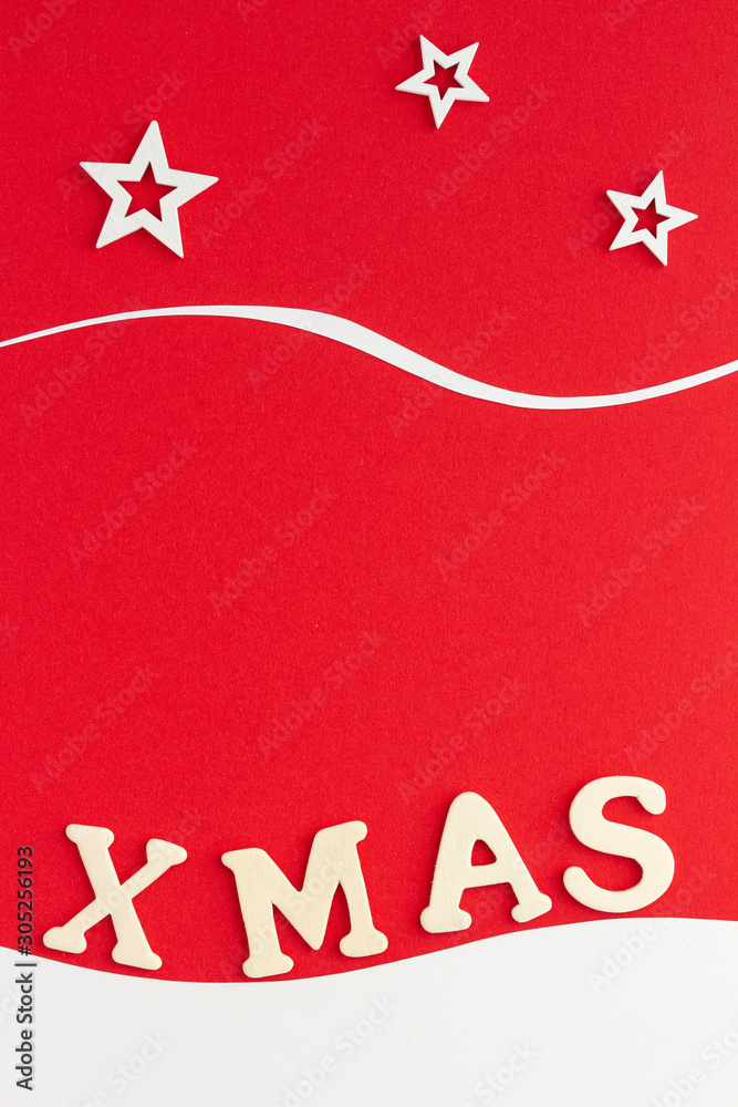 Obraz premium Christmas composition. Xmas star top view background with copy space for your text. Flat lay.