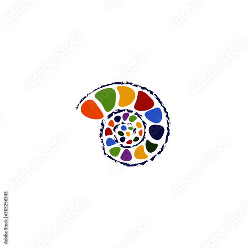graphic print with colored seashell