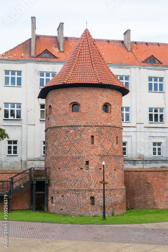 Tower of historical city walls in Braniewo, Poland. photo