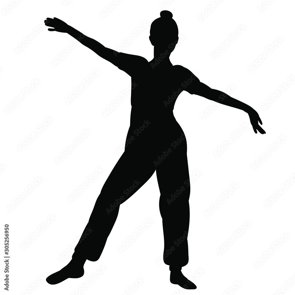 isolated, silhouette dancing graceful girl dance