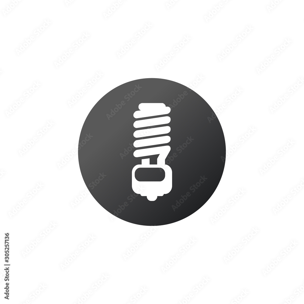 Vector energy saving fluorescent light bulb button. Stock Vector illustration isolated on white background. Vector energy saving fluorescent light bulb button. Stock Vector illustration isolated on white background.