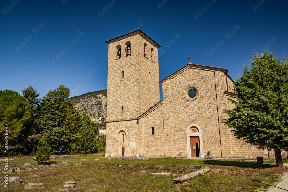 San Vincenzo al Volturno is a historic Benedictine monastery located in the territories of the Comunes of Castel San Vincenzo and Rocchetta a Volturno. The church of the new abbey.