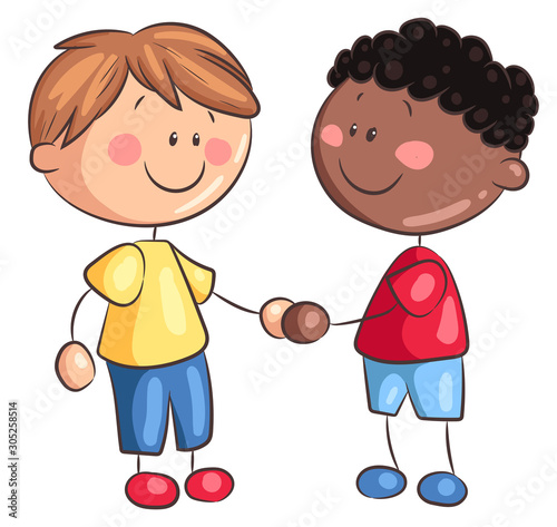 Kinder reichen sich die Hand - Vektor-Illustration