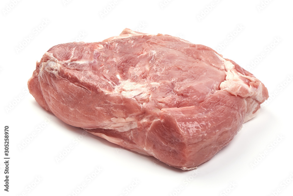 Raw pork neck, isolated on white background