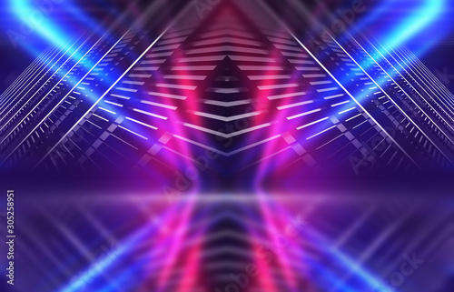 Wallpaper Mural Empty dark abstract background. Background of an empty show scene. Glow of neon lights on an empty stage. Torontodigital.ca