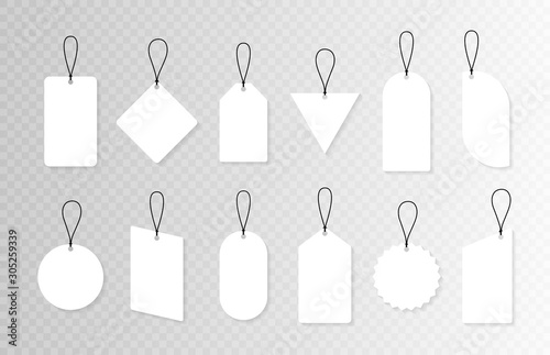 Set of empty sale or price tags in different shapes. Set of blank labels for discount, sale, price tags. Vector graphic design