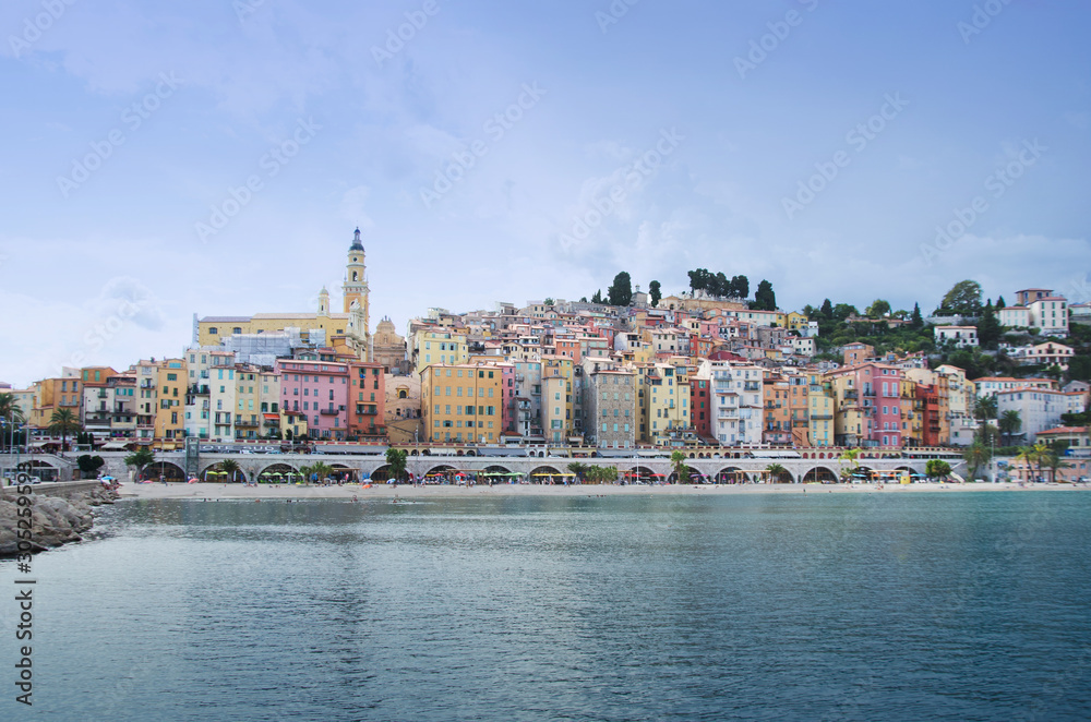 Colorful houses in old part of Menton, French Riviera