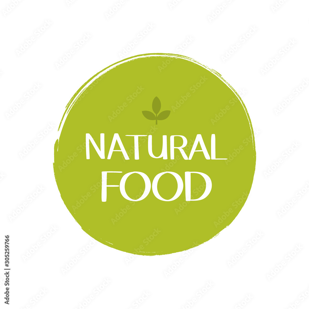 Natural food label. Vegetarian natural, organic, fresh, food sticker. Vector graphic design Natural food label. Vegetarian natural, organic, fresh, food sticker. Vector graphic design