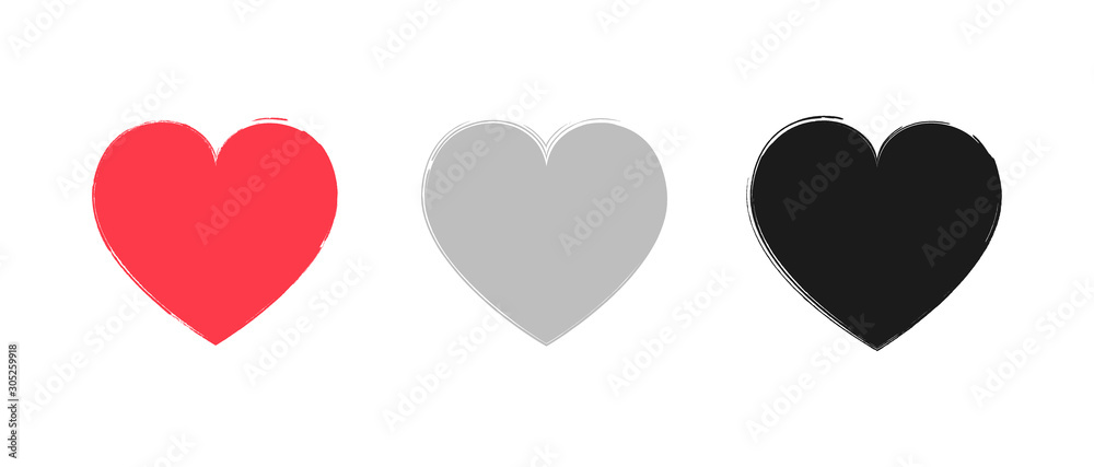 Grunge heart icon collection solated on white background. For poster, live stream video, chat, likes, Social media. Vector illustration Grunge heart icon collection solated on white background. For poster, live stream video, chat, likes, Social media. Vector illustration