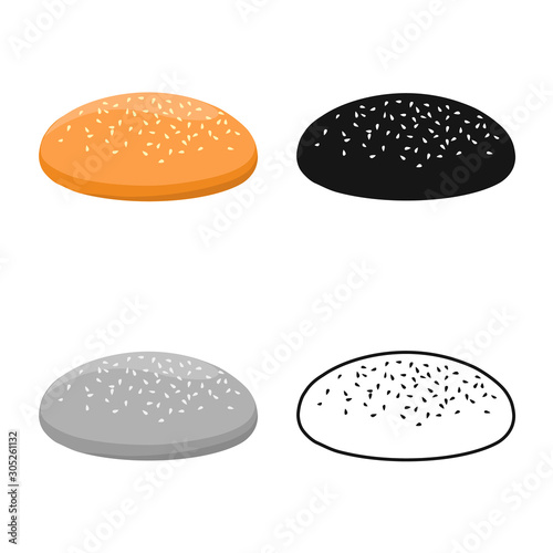 Vector illustration of bun and sesame logo. Web element of bun and bread stock symbol for web.