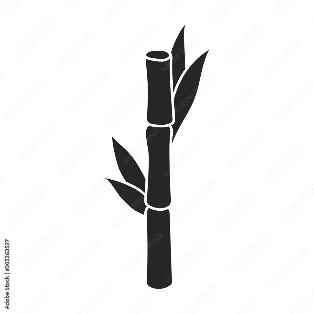 Stem of sugar cane vector icon.Black vector icon isolated on white