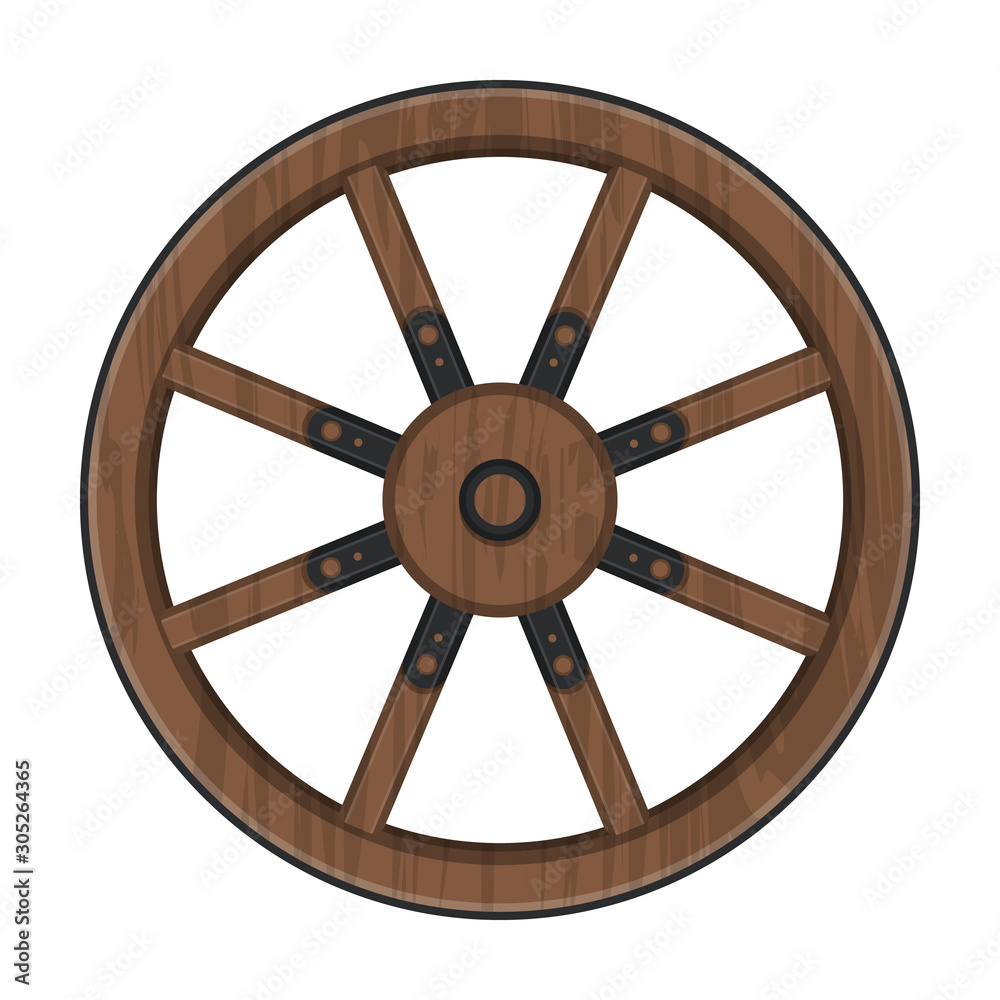 Wheel of cart vector icon.Cartoon vector logo isolated on white background wheel of cart.