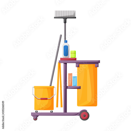 Cleaning of trolley vector icon.Cartoon vector icon isolated on white background cleaning trolley.