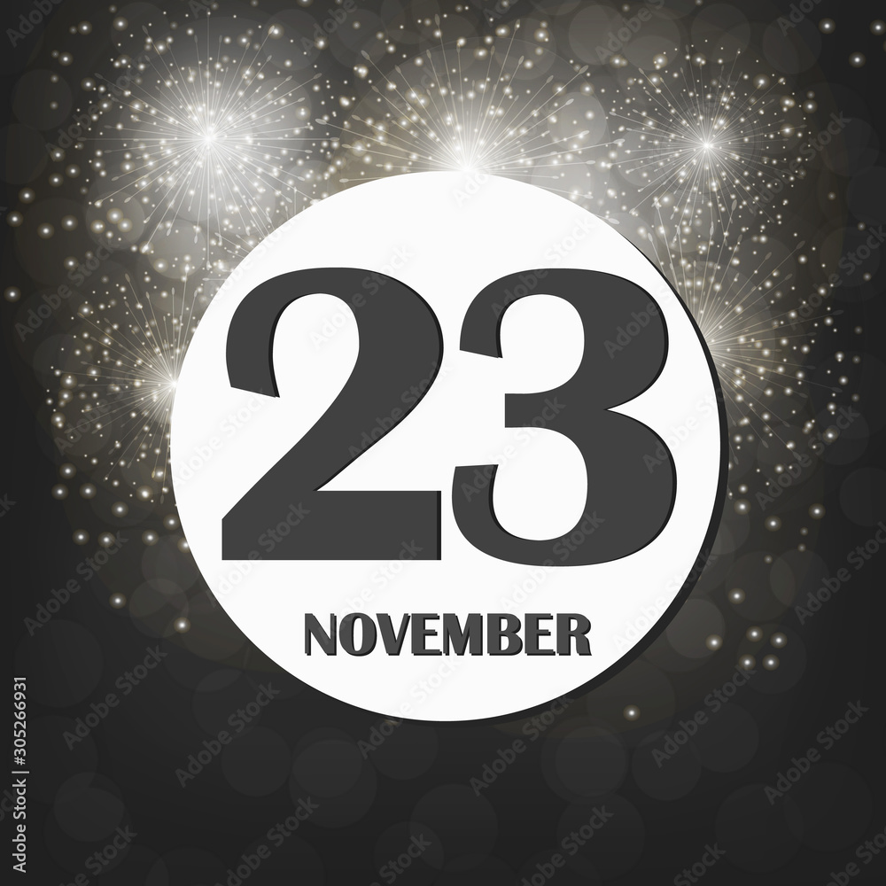 November 23 icon. For planning important day. Banner for holidays and special days with fireworks. November twenty third. Illustration. November 23 icon. For planning important day. Banner for holidays and special days with fireworks. November twenty third. Illustration.