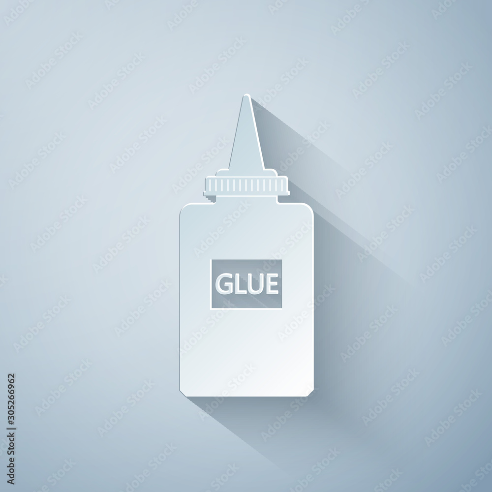 Paper cut Glue icon isolated on grey background. Paper art style. Vector Illustration Paper cut Glue icon isolated on grey background. Paper art style. Vector Illustration