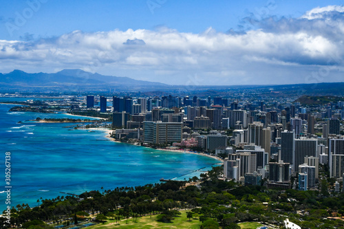 View Of The Waikiki Beaches In Hawaii, Honolulu © Julio