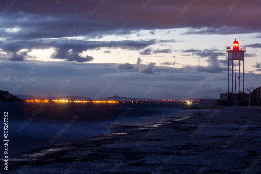 Lighthouse and Cote Vermeille by night