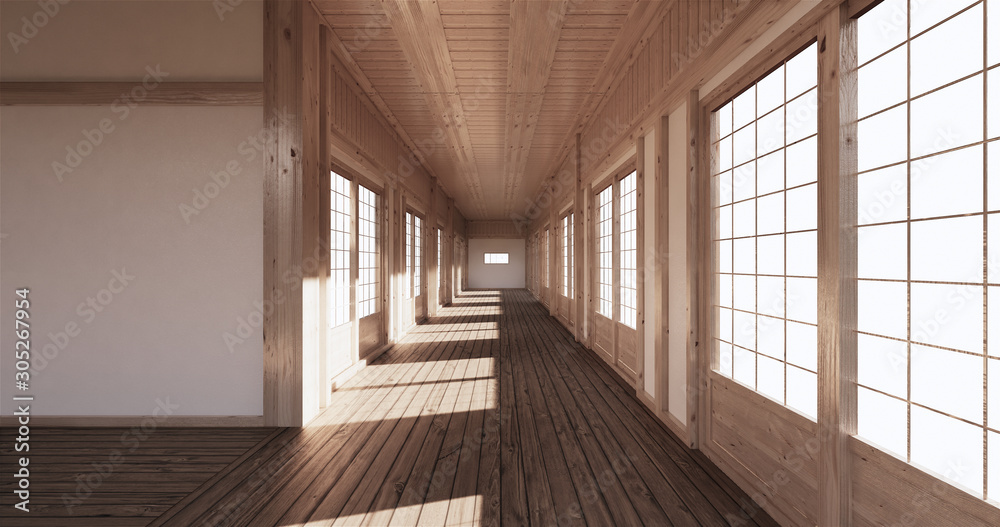 empty room tatami mat Designing the most beautiful. 3D rendering