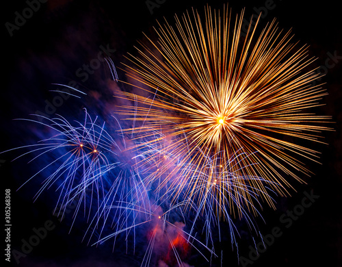 Nice  colorful fireworks abstract in the evening
