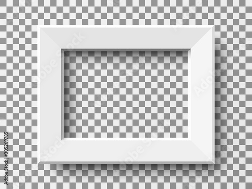 Realistic horizontal picture frame isolated on transparent background.