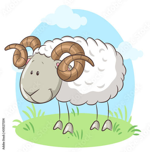 Niedlicher Widder- Vektor-Illustration