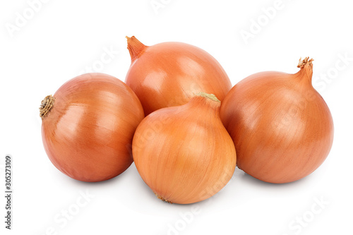 yellow onion isolated on white background close up