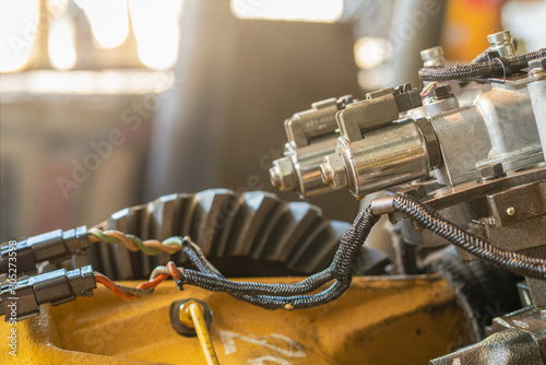 Canvas Print Solenoid valve of the transmission control valve bulldozer tractor