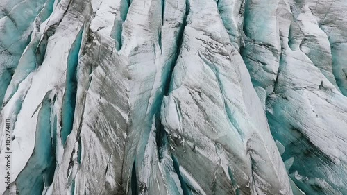 Wallpaper Mural Aerial top view of the ridges of white glacier with black ash. Scenic iceberg in national park in Iceland. Torontodigital.ca