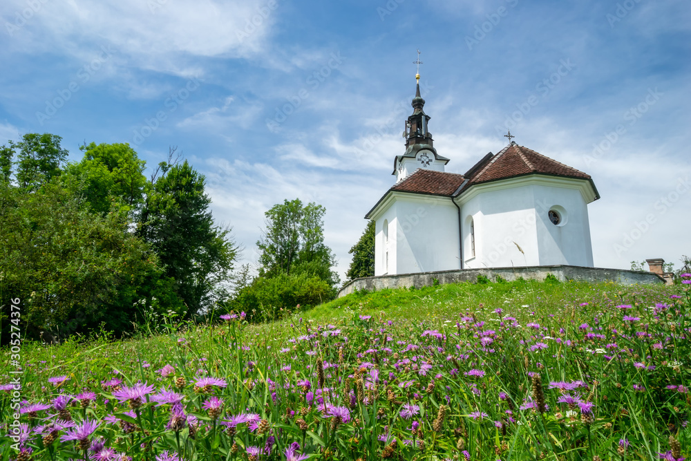 sv. Janez Krstnik, church on a hil, Slovenia