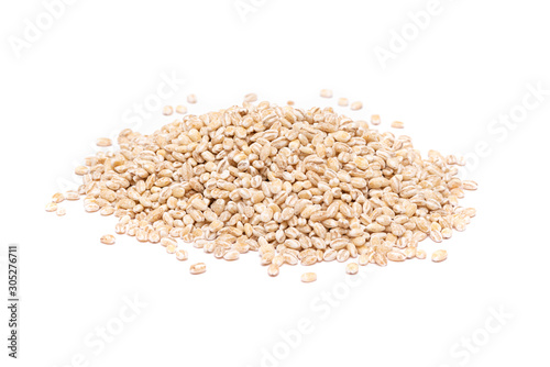 Pearl barley isolated on the white background.