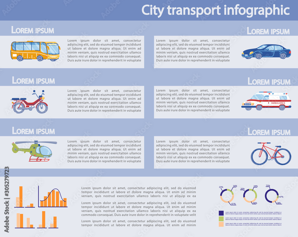 City Private and Public Transport Infographic Set.